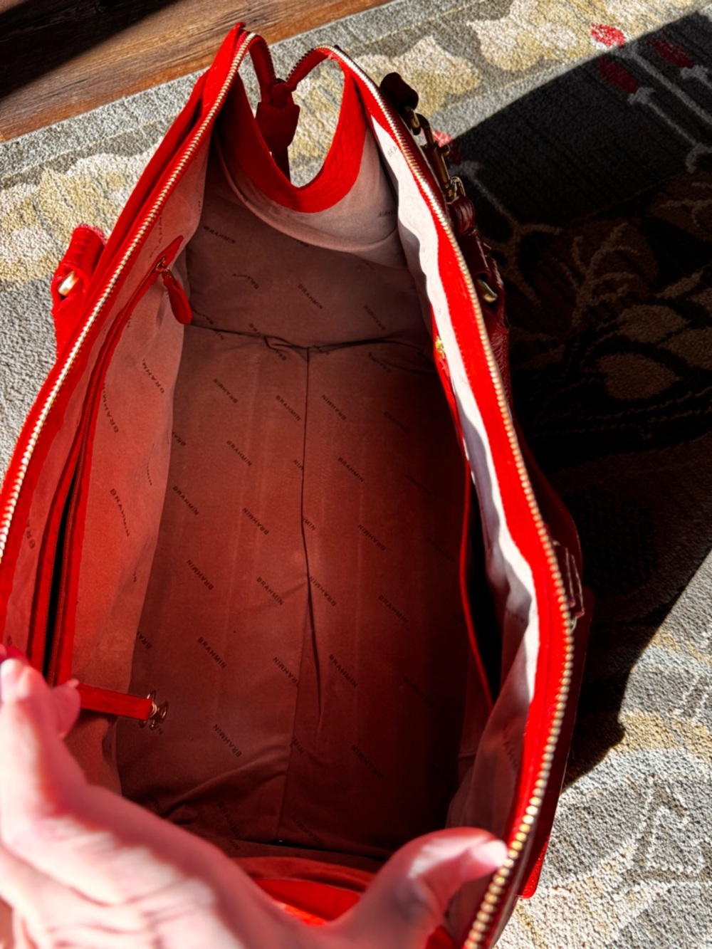 Brahmin Red Croc-Embossed Weekender - Picture 9 of 9